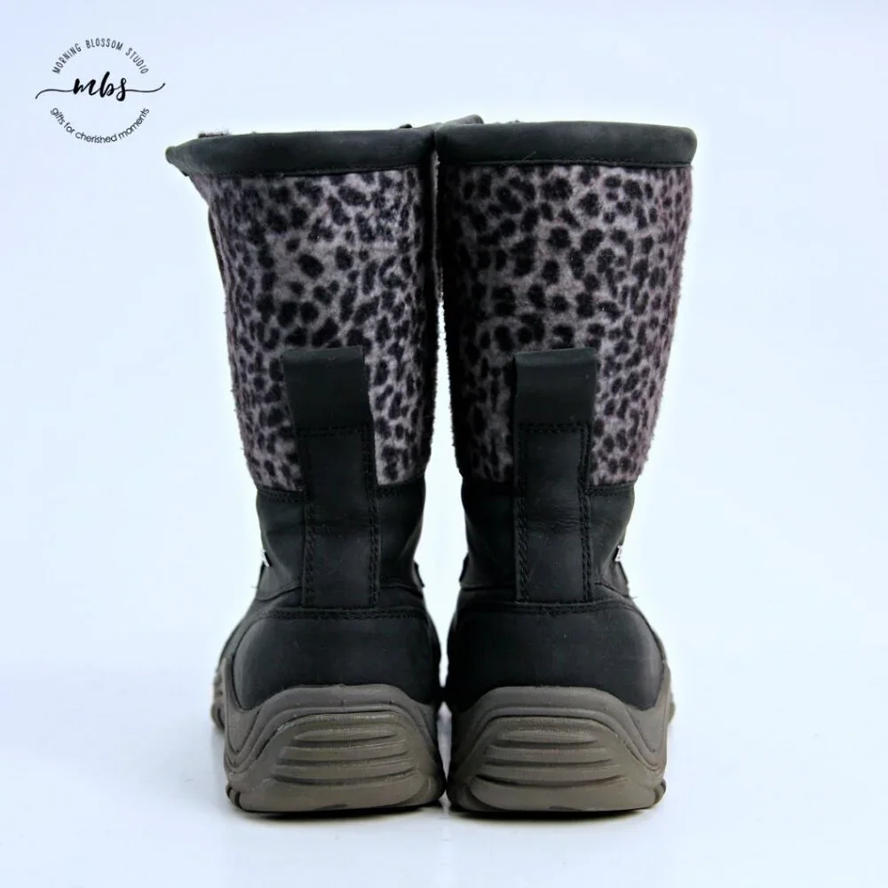 UGG Adirondack II Exotic Waterproof Sheepwool Boots Black Women 7‎